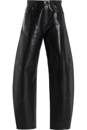 AGOLDE Luna Leather High-Rise Bow-Leg Jeans