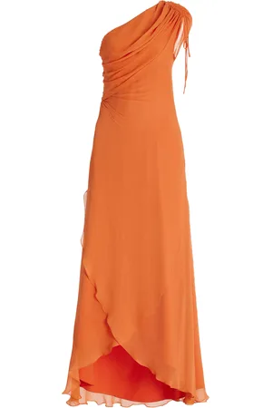 Andres Otalora Copitas Asymmetric Silk Chiffon Maxi Dress