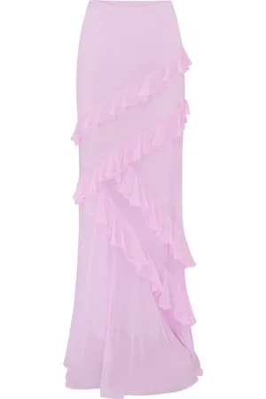 LOVESHACKFANCY Mitnessa Ruffled Rayon Maxi Skirt