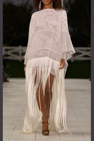 Ralph Lauren Fringed Lace Silk Maxi Dress