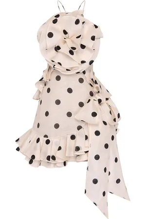 ZIMMERMANN Crush Rosette Polka-Dot Linen-Silk Mini Dress