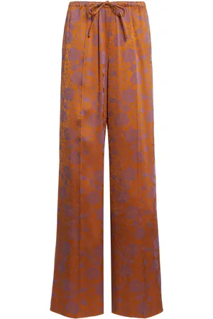 DRIES VAN NOTEN Floral Jacquard Straight-Leg Pants