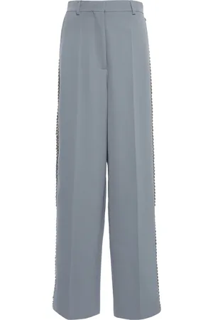 Stella McCartney Chain-Embellished Stretch-Wool Wide-Leg Pants
