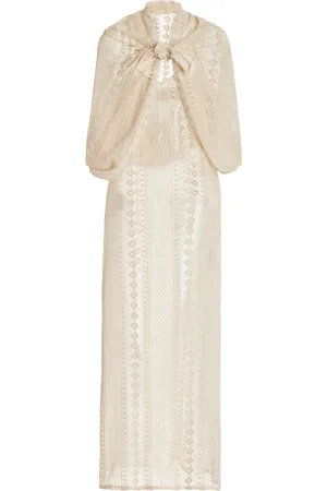 Albus Lumen Scarf-Detailed Cotton Crochet Maxi Dress