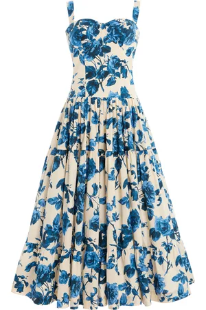Cara Cara Santiago Tiered Cotton Bustier Midi Dress