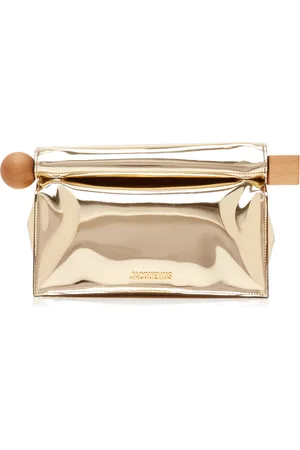 Jacquemus La Rond Carre Metallic Faux Patent Leather Pouch