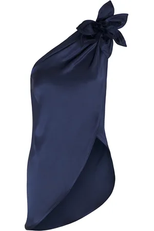 Andres Otalora Me Notas Asymmetric Silk Charmeuse Top