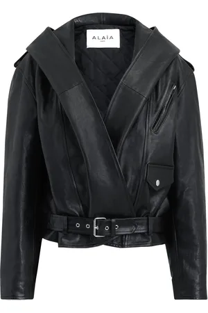 Alaïa Hooded Leather Biker Jacket
