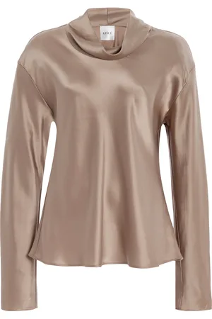 Leset Barb Draped Satin Top
