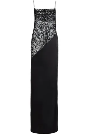 Balmain Lace-Trimmed Silk-Blend Crepe Maxi Dress