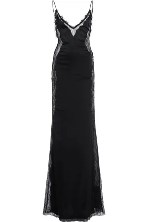 Ilkyaz Ozel Sofia Lace-Trimmed Satin Maxi Dress