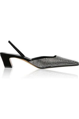 Khaite Roosevelt Crystal-Embellished Leather Slingback Pumps
