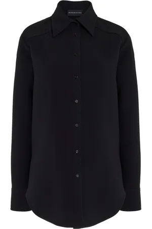 BRANDON MAXWELL The Vince Western-Yoked Wool-Silk Crepe Shirt
