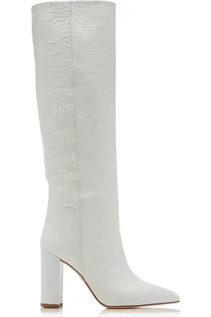 PARIS TEXAS Croc-Embossed Leather Knee Boots