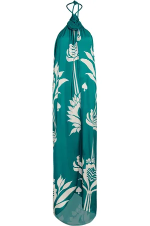 Andres Otalora Relatos Embellished Satin Halter Maxi Dress