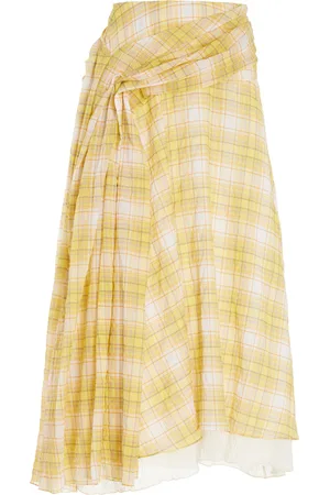 Rosie Assoulin Draped Plaid Stretch-Cotton Midi Skirt