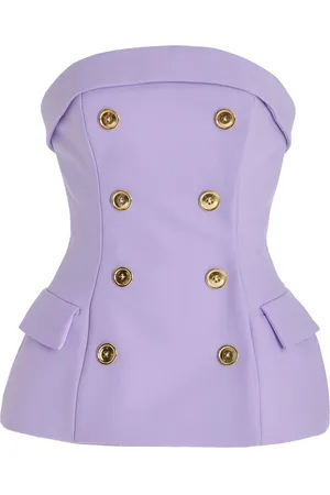Sergio Hudson Double-Breasted Wool Bustier Top