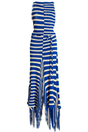 Proenza Schouler Yves Striped Fringed Cotton Knit Maxi Dress