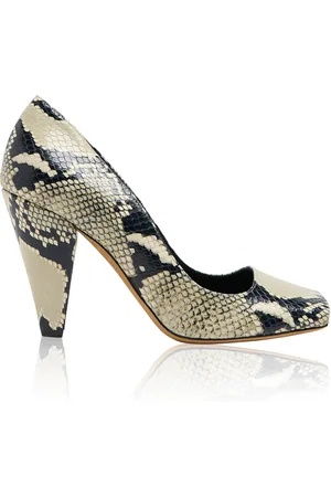 Khaite Cedar Peep-Toe Snake-Effect Leather Pumps