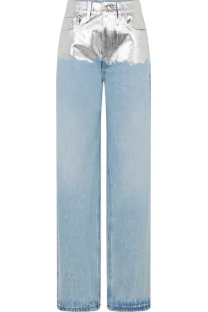 Paco rabanne Metallic-Detailed High-Rise Straight-Leg Jeans