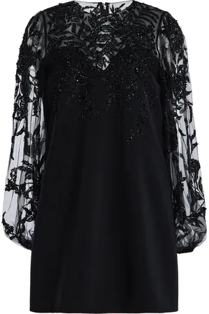 Carolina Herrera Embroidered Stretch Fluid Crepe Mini Dress