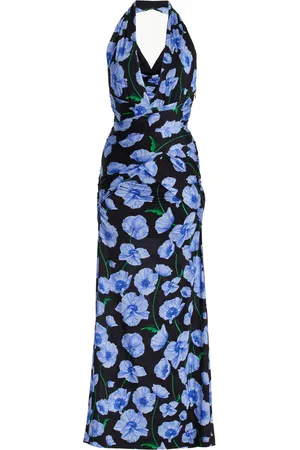 Carolina Herrera Ruched Jersey Halter Midi Dress