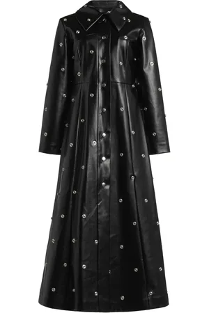 A.W.A.K.E. MODE Faux Leather Studded Flared Coat