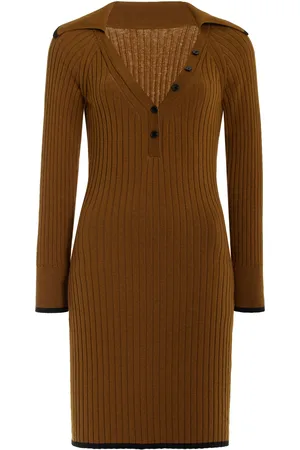 Matthew Bruch Cotton-Blend Ribbed-Knit Mini Polo Dress
