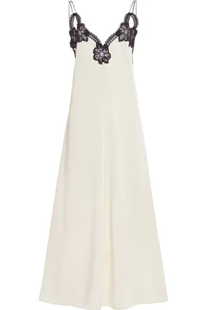 Jil Sander Embroidered Crepe Satin Midi Dress