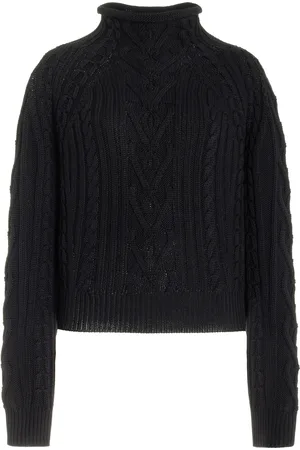 High Aran Cable-Knit Cotton Sweater
