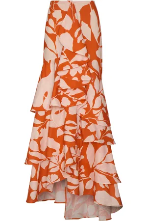 Andres Otalora Aventurera Ruffled Linen Maxi Skirt