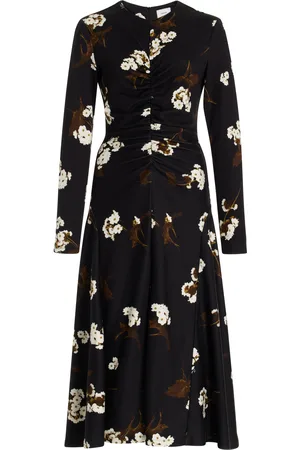 Erdem Ruched Stretch-Crepe Midi Dress