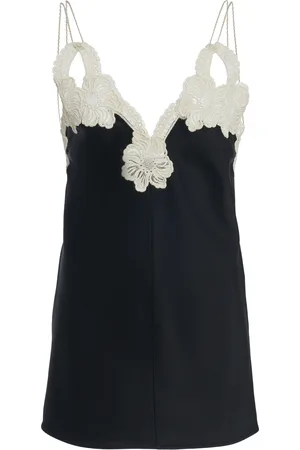Jil Sander Embroidered Crepe Satin Tank Top