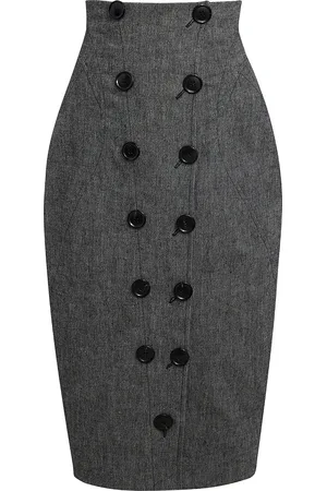 Alaïa Button-Detailed Linen Midi Pencil Skirt