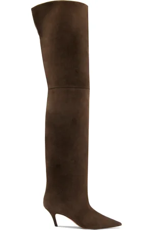 Amina Muaddi Fiona Suede Thigh-High Boots