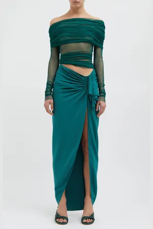 CHRISTOPHER ESBER Veiled Silk Off-The-Shoulder Top