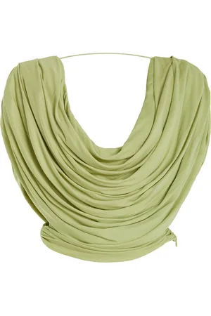 De La Vali Veda Cowl-Neck Draped Jersey Top
