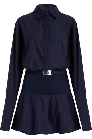 BRANDON MAXWELL The Irene Contrast-Panel Cotton Mini Shirtdress