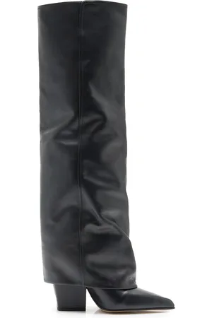 PARIS TEXAS Jane Fold-Over Leather Knee Boots