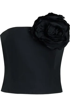 Bernadette Lena Rosette-Detailed Taffeta Corset Top