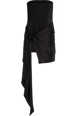 DAVID KOMA Tie-Detailed Strapless Satin Mini Dress