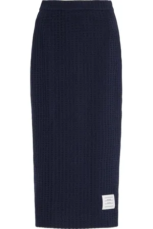 Thom Browne Waffle-Knit Cotton Midi Skirt
