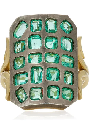 Sylva & Cie Short Ten Table 18K Yellow Gold Emerald Ring