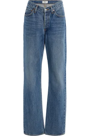 AGOLDE Kelly V-Waist Stretch High-Rise Straight-Leg Jeans