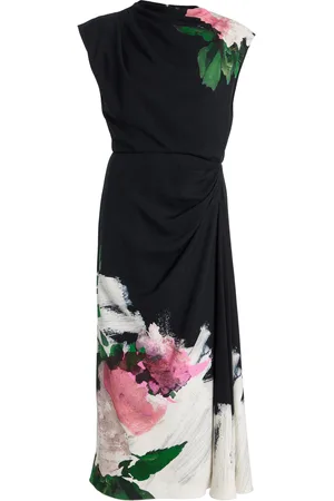 Erdem Printed Satin Midi Dress