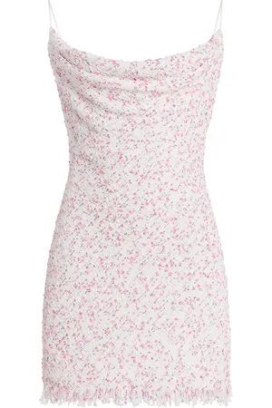 Balmain Fringed Dotted-Tweed Mini Dress
