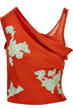 VERSACE Draped Silk Satin Top