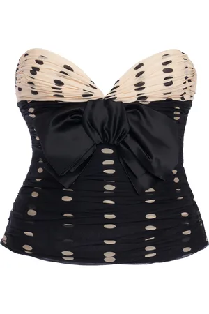 VALENTINO GARAVANI Ruched Polka-Dot Chiffon Top