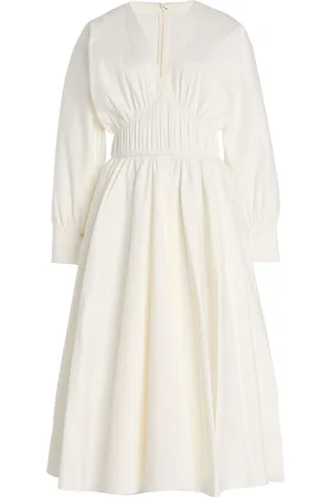 ALEXIS Viro Gathered Cotton-Blend Midi Dress