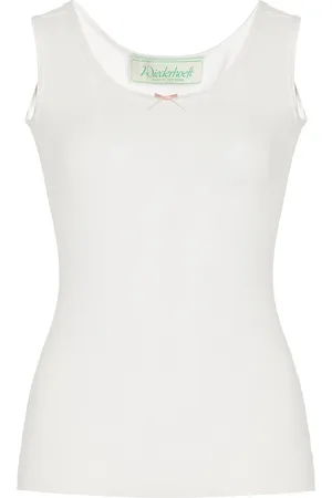 Wiederhoeft Bow-Embroidered Pointelle Cotton Tank Top